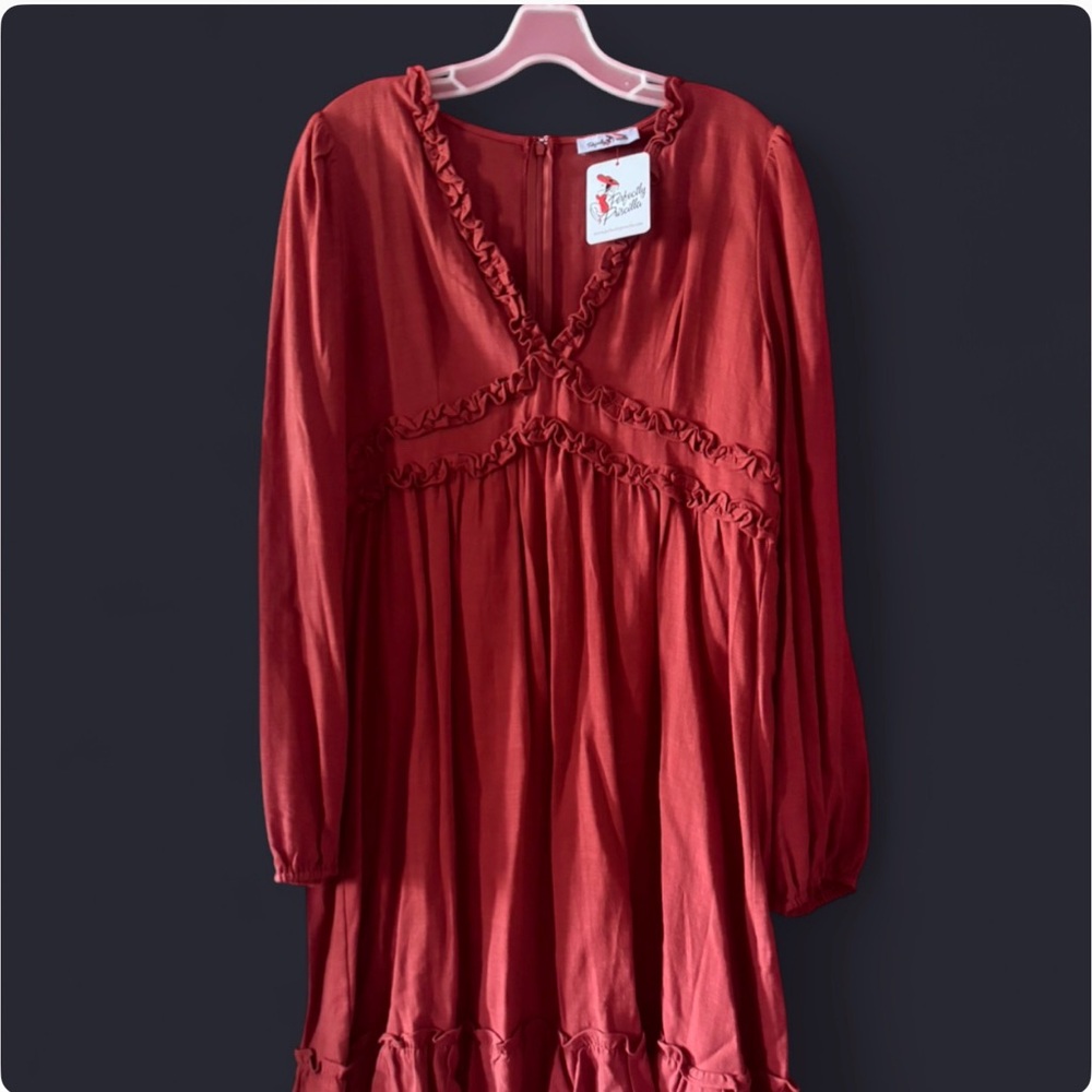 Perfectly Priscilla 2XL NWT Rust Ruffle Boho Dress | Boutique Fall